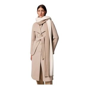 SOIA & KYO REMI 2-Tone Long Knit Scarf Wrap Beige Cream 100"x16" Authentic